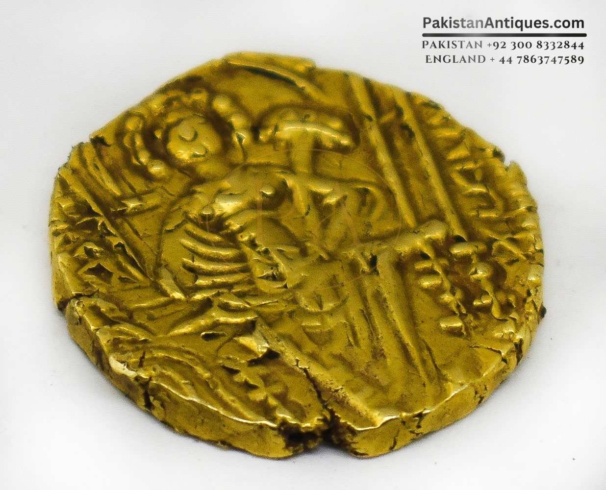 VGC Solid Gold Kushan King Shaka mid 4th Century coin | Pakistan Antiques