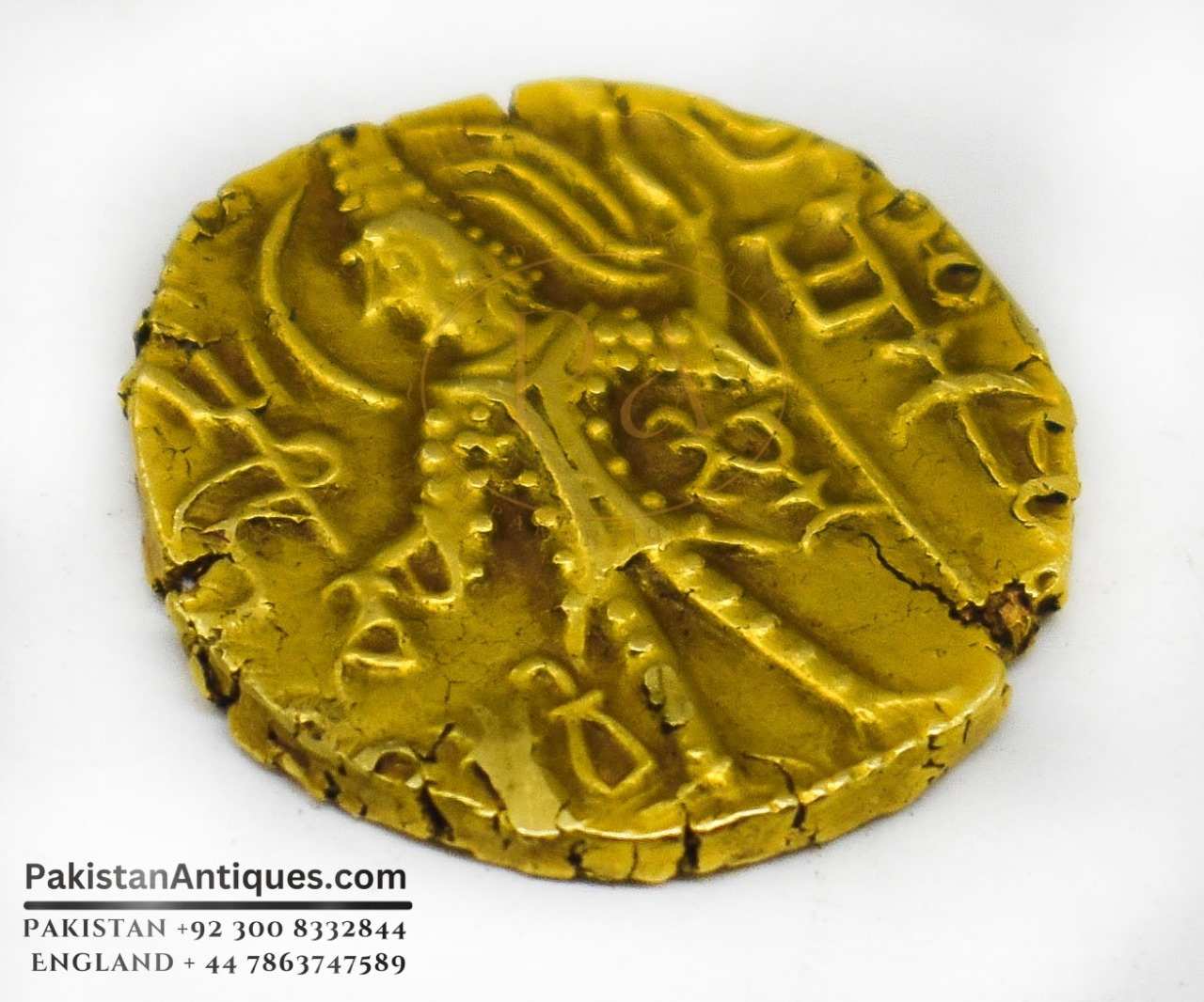 VGC Solid Gold Kushan King Shaka mid 4th Century coin | Pakistan Antiques