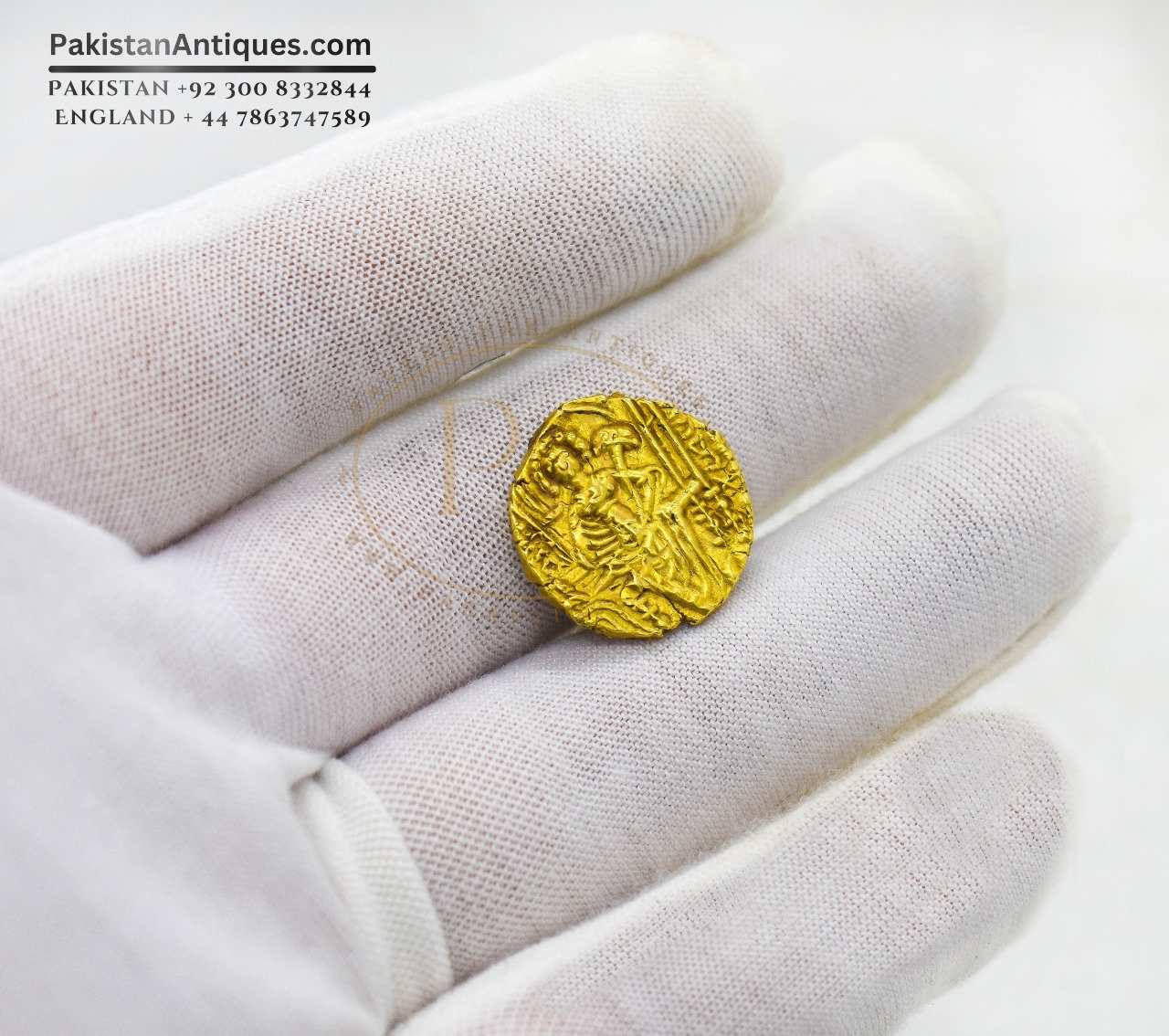 VGC Solid Gold Kushan King Shaka mid 4th Century coin | Pakistan Antiques